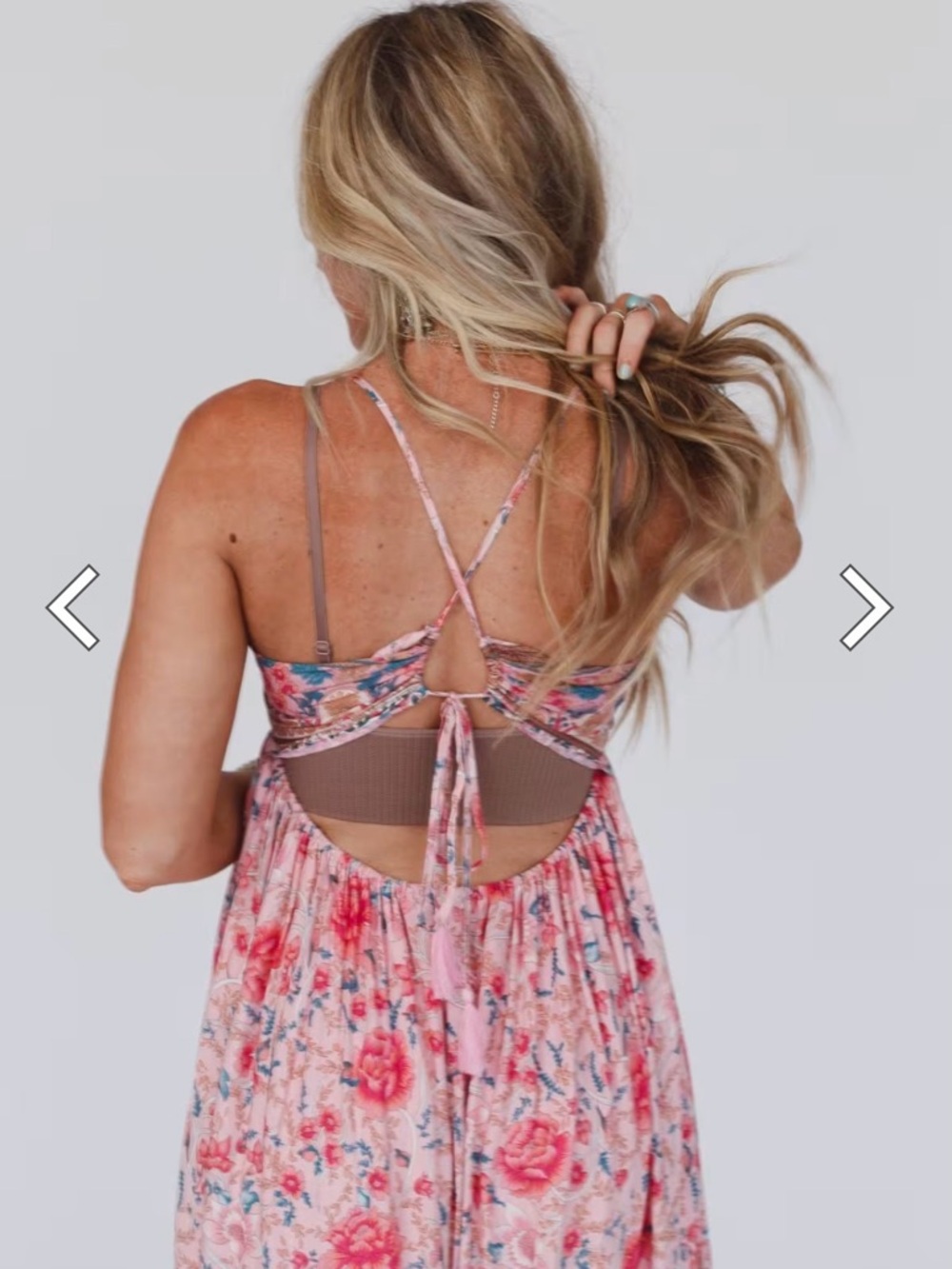 Three Bird Nest Pink Floral Strapless Boho Maxi Dress - Picture 2 of 10